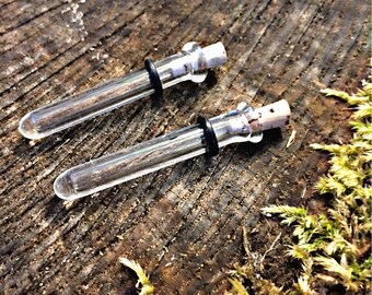 2g Clear Test Tube 1.7" long Plugs gauged ear plugs earrings for stretched piercings