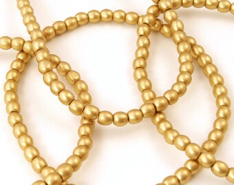 Czech Glass Matte Gold Round Druk Beads 4mm - 50