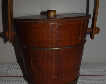 Vintage Putney Basketville Vermont Sugar Firkin Bucket Lidded With Handle