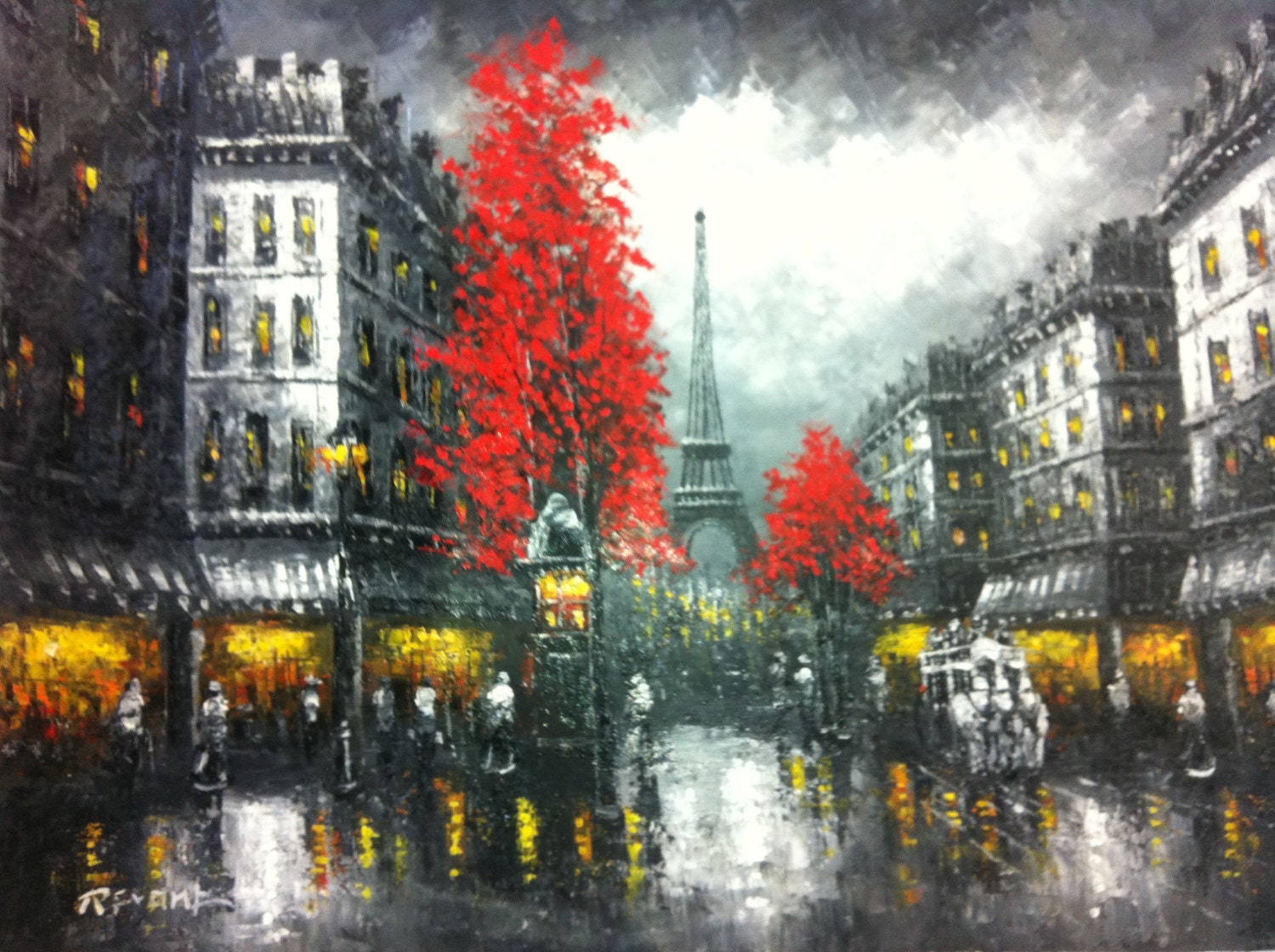 PARIS AFTER RAIN Original Oil Painting 36 x 48