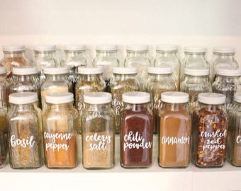 Custom Farmhouse Calligraphy Seasoning Spice Jar Container Labels