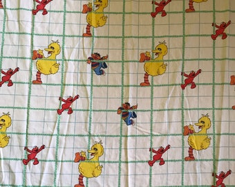 Sesame Street, twin flat sheet, Ernie, Elmo sheet, Big bird climbing characters kids tv show linens