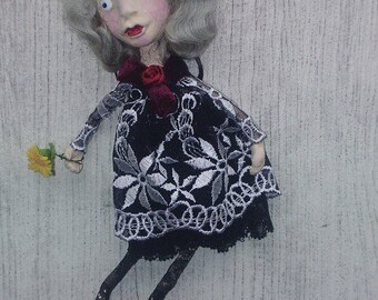 OOAK Art Doll Brooch Livia