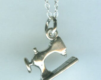 Sterling SEWING MACHINE Pendant with Chain - Seamstress, Tailor, Designer, Craftsman