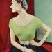 Women's 1950s Vintage Low-neck Blouse with Welt Stitch Trim -- PDF KNITTING PATTERN