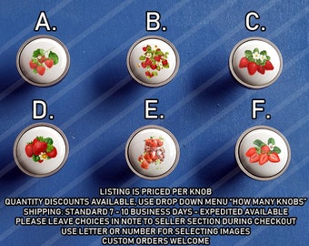 Strawberry Kitchen Knobs / Custom Kitchen Knobs / Cute Cabinet Knobs/ Custom Strawberry cabinet pulls / Kitchen Strawberry Buttons