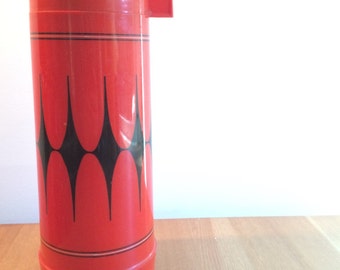 Vintage Red and Black Thermos