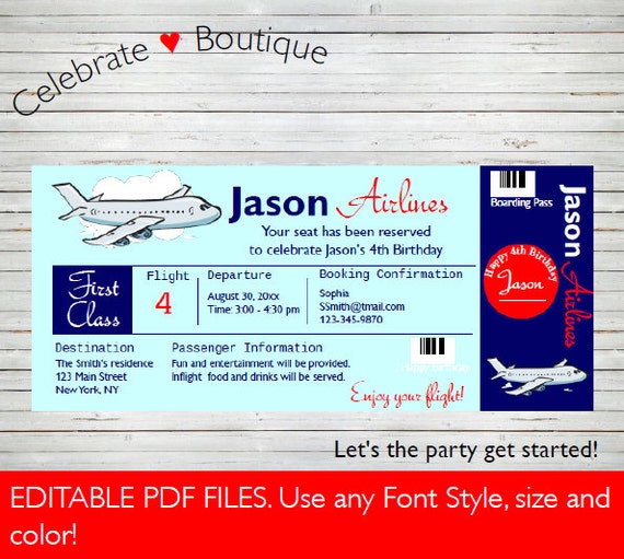 Plane Ticket Invitation Template Free Download 8