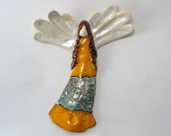 Ceramic angel, angel of clay, angel on the wall, Guardian Angel, Wall decor angel, hanging angel , Angel Ornament, Hanging on the wall,