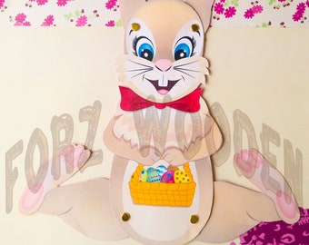PATTERN: Articulated Paper Doll Bunny/Easter Bunny Pattern/Jumping Jack Bunny Toy/Printable Paper Doll/Paper Bunny Puppet/Stick Puppet