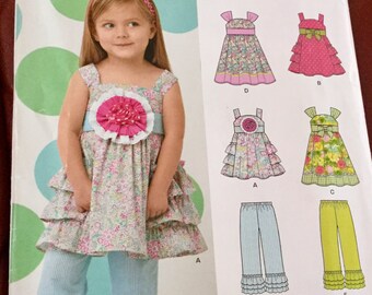 New Look. 6219 Sleeveless Ruffled summer Dress and Ruffled Panys, size 1/2 to 4
