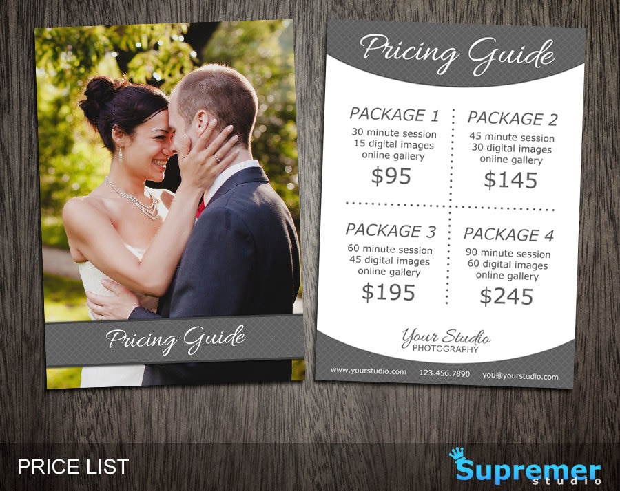 Wedding Price List Template Photography Pricing Template