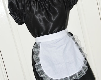 Slithery silky satin Maid's dress and pinny set, Sissy Lingerie