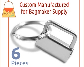 1 Inch Deluxe Key Fob Hardware, Shiny Nickel Finish, 6 Sets, Purse Handbag Hardware, Jewelry Supply, 1", KRA-AA010