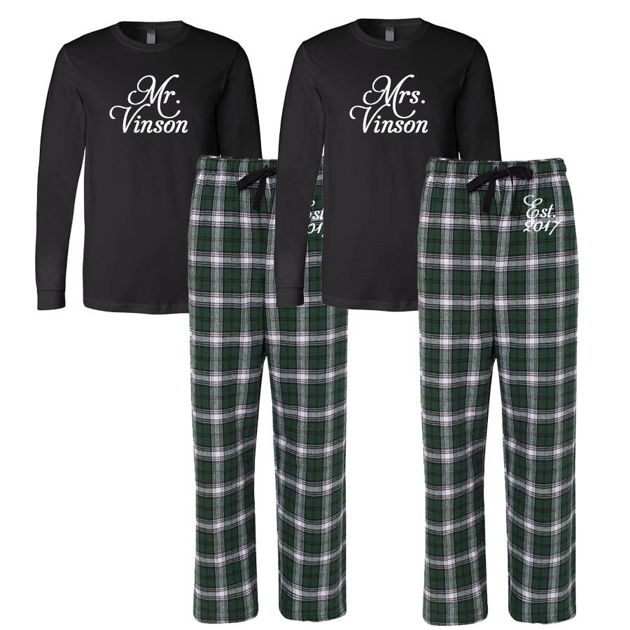 Mr and Mrs Personalized Pajamas Custom Mr. and Mrs. Couples
