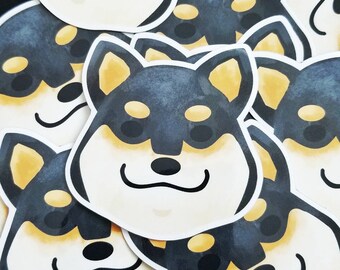 black Shiba Inu face vinyl die-cut sticker 2 inch car decal, black and tan shiba, tri color shiba, shiba dog face sticker