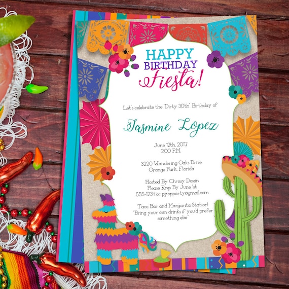 birthday fiesta mexican style party invitation template free party invites templates