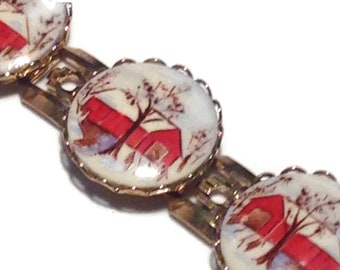 Lovely Porcelain Painted Link Bracelet