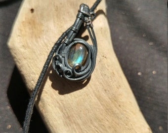 Labradorite oxidized silver pendant