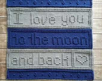 Baby blanket, crochet baby blanket, baby shower gift, baby boy blanket, blanket with words, blue baby blanket, gift for baby