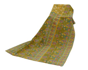 Vintage Floral twin size kantha throw handmade indian sari kantha