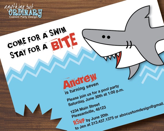 Shark Birthday Invitations Free Printables 8