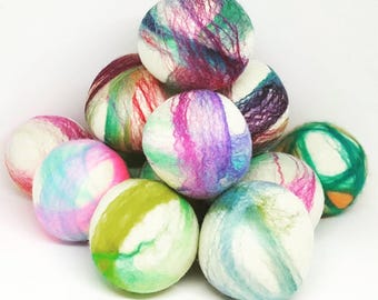 Wool Dryer Balls - 6 Large Natural Wool Dryer Balls - Dryer Ball Set - Wool felt Balls - Great For Cloth Diapers - Felted Dryer Balls -