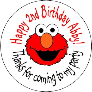 24 printed Elmo Birthday Party Stickers 1.67 inch Round Personalized kids kids Loot Bag Stickers
