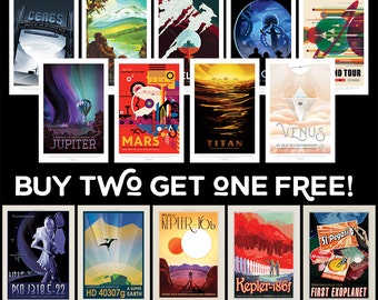 NASA Space Travel Posters, nasa posters, nasa prints, nasa mars, trappist-1, nasa exoplanet, space prints, nasa space art, nasa poster set