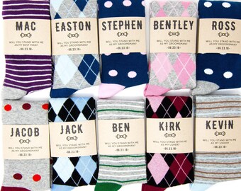 Groomsmen Gift | Groomsmen Proposal | Will you be my Groomsmen/Best Man | Custom Sock Labels for Wedding Party | Groomsmen Proposal Idea