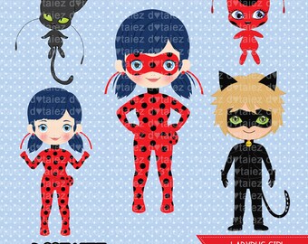Ladybug girl, ladybug clipart, marinette, cat noir, miraculous clipart
