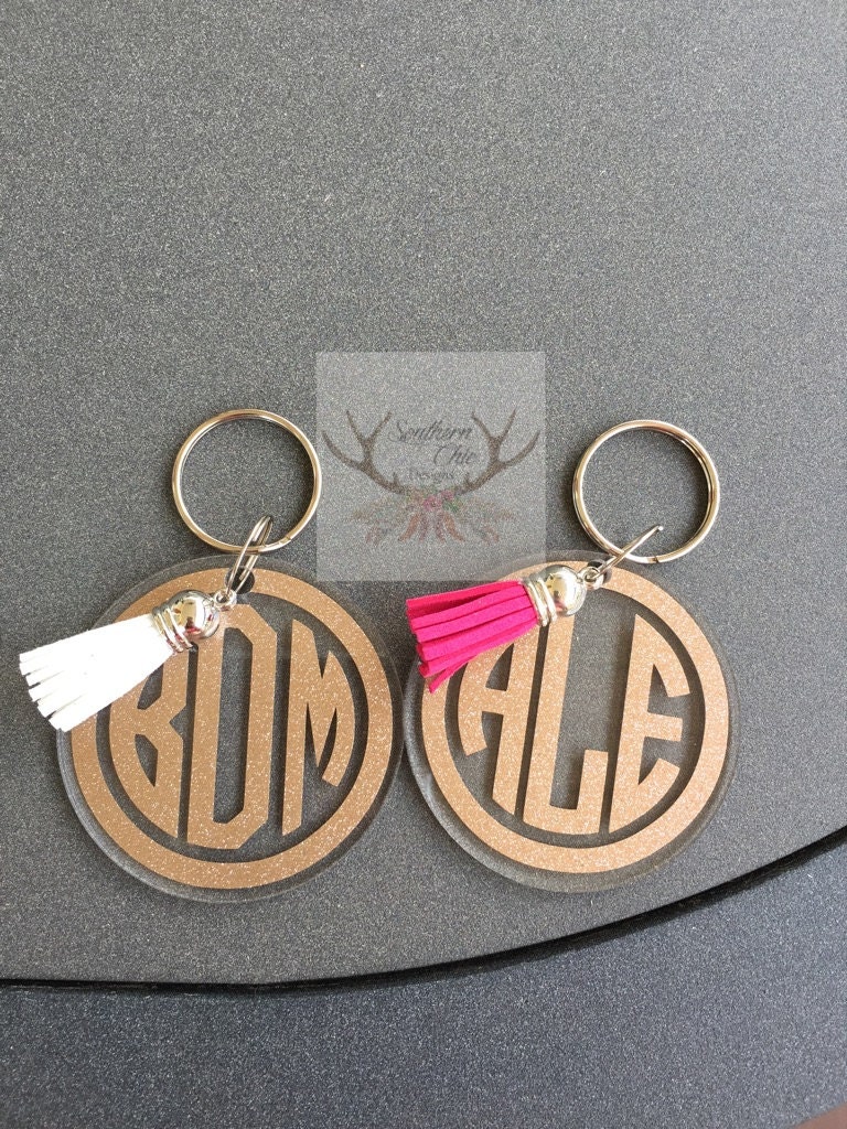 Download Glitter circle monogram keychain acrylic keychain glitter