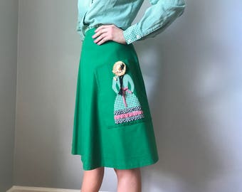 Vintage 70s Wrap Skirt Embroidered Señorita
