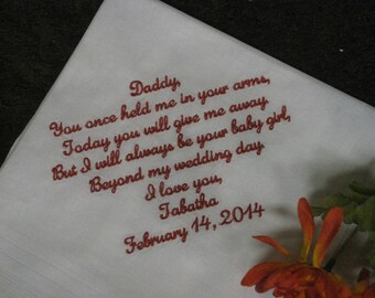 Father of the Bride Gift Father of the bride handkerchief father of the Groom gift Wedding Handkerchief