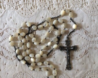 Old rosary, mother of pearl and silver rosary