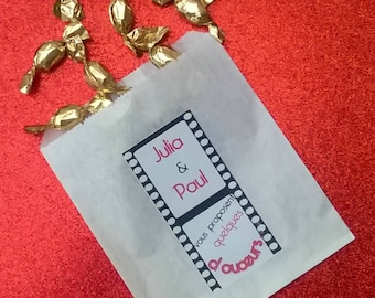 12 bags of candy for candy bar themed movies. Customizable