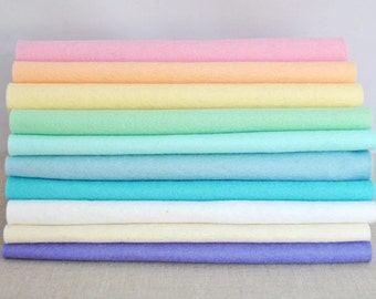 Wool Felt Sheets - 10 pieces - 'Macaron' collection - 100% wool felt