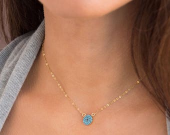 Evil Eye Jewelry, Best Friend Necklace, Gold Necklace Dainty, Evil Eye Necklace, Gold, Silver, Birthday Gift for Best Friend, Evil Eye Charm
