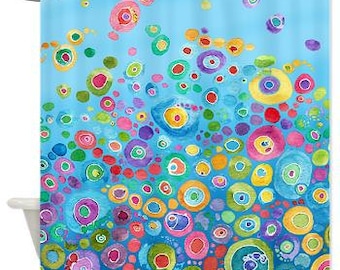 blue shower curtain fabric blue bubbles circles beautiful happy watercolor colorful shower - Colorful Shower Curtains blue shower curtain fabric blue bubbles circles beautiful happy watercolor colorful shower - Colorful Shower Curtains