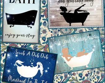 Bathroom Sign SVG Files - Claw foot tub Cut files - Tub Sign Silhouettes made for the Cricut and other cutting machines