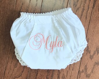 Monogrammed Baby Bloomers, Diaper Cover, Baby Shower Gift