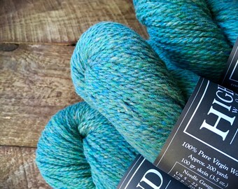 Wool yarn - Highland wool yarn, Worsted Weight, Woodsmoke, teal yarn, wool knitting yarn, crocheting yarn, worsted wool
