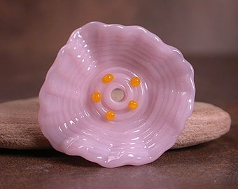 Art Glass Flower, Glass Flower Bead, Sculptural Flower, Lampwork Focal Bead, Pink, Divine Spark Designs