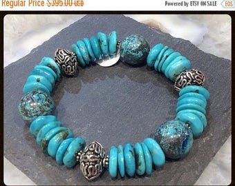 50% Mega Sale Turquoise & Shattuckite Sterling Gemstone Bracelet
