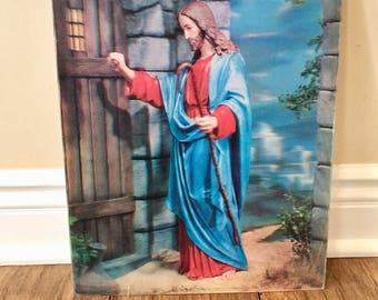 Jesus Christ Jesus Picture Jesus Art Jesus Knocking Picture of Christ Religious Wall Art Religious Decor Vintage Art Vintage Jesus Art Old