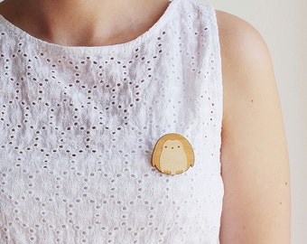 Laser Cut Wooden Penguin Brooch