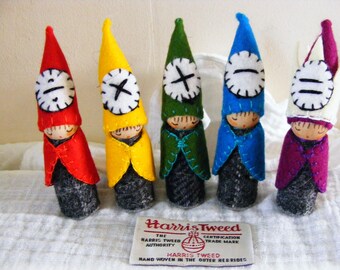 Waldorf Math Gnomes The Four Processes A Set of Five Wooden Peg Dolls