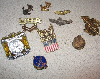 Lot of collectible Military and Misc Pins Vintage Antique #4170