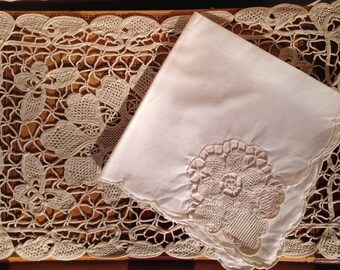 Vintage Ecru Belgian Lace - 10 Placemats 10 Napkins