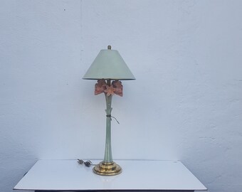 vintage brass hollywood regency table lamp shiny gold